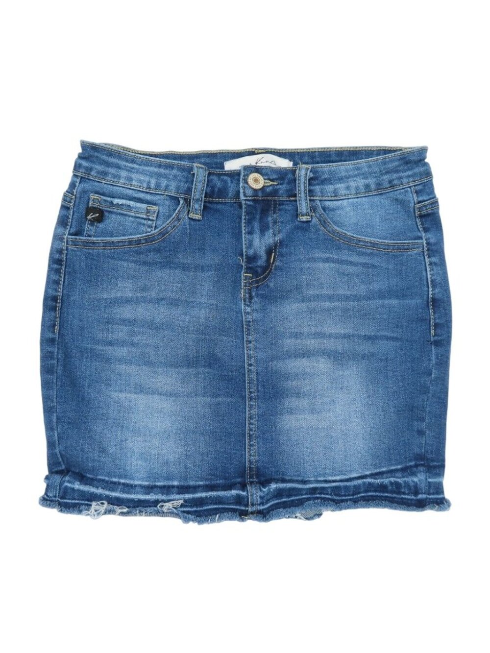 KanCan Women 24 Juniors 1 KC6062M Medium Blue Wash Distressed Raw Hem Denim Jean
